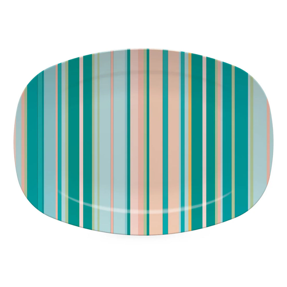 Mariposa Cabana Teal Stripes Platter