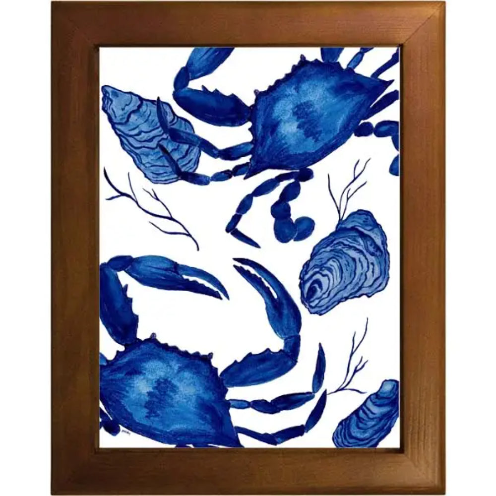 B McVan Designs Blue Crab & Oysters Tile Trivet