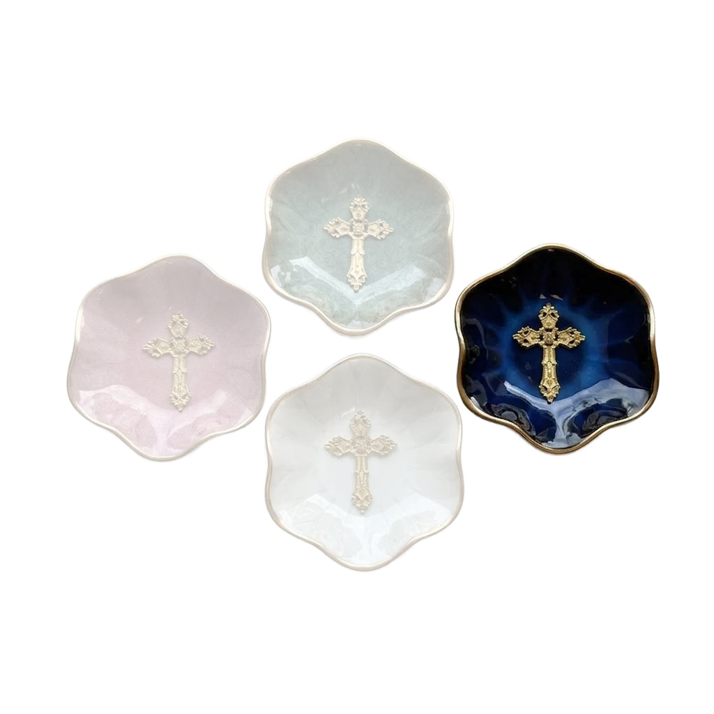 Blue cross jewelry dish