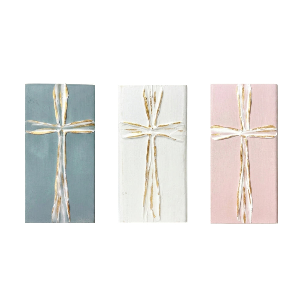 Ten Twenty Six Designs 4" x 7" Hand Painted White Cross Art