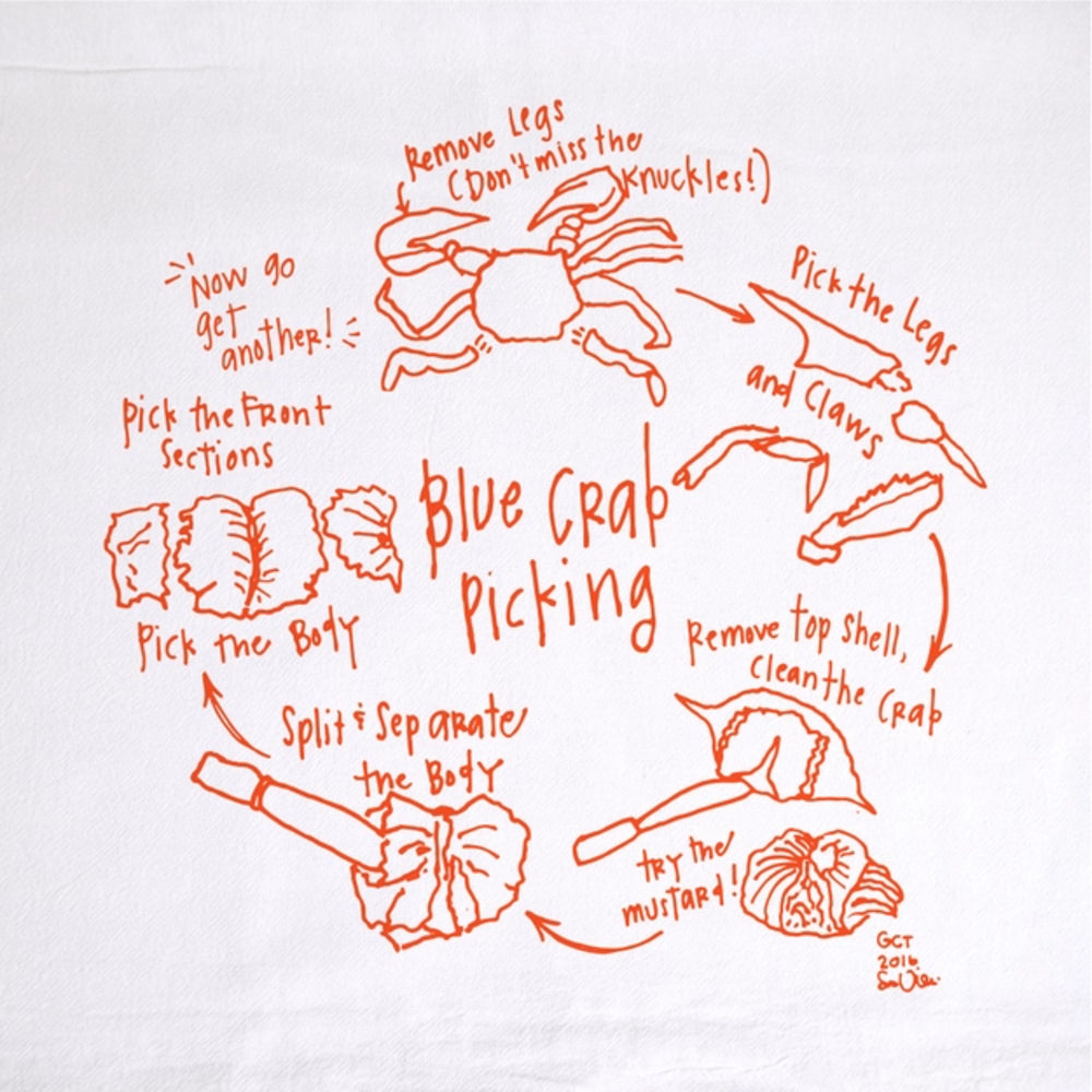 Girls Can Tell Hot to Eat Crab Tea Towel