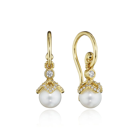 Verragio 18k Petal Cap Pearl Dangle Earrings