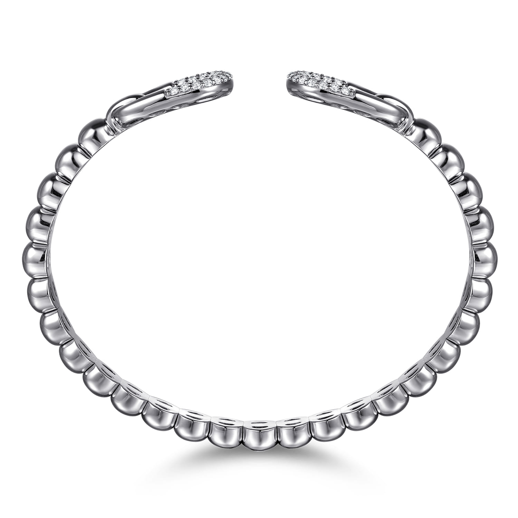 Silver beaded bracelet on a white background