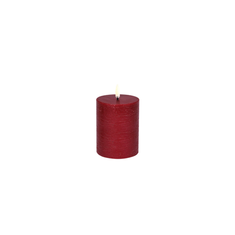 Uyuni Lighting Rustic LED Pillar Candle - Carmine Red