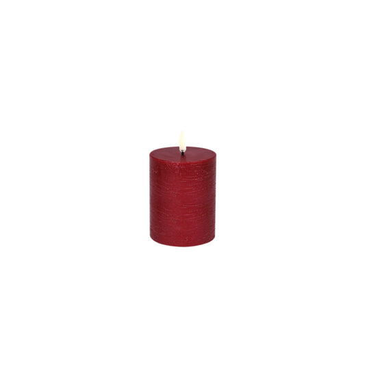Uyuni Lighting Rustic LED Pillar Candle - Carmine Red
