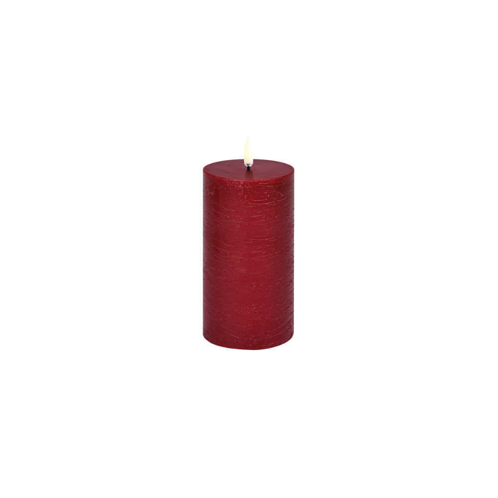 Uyuni Lighting Rustic LED Pillar Candle - Carmine Red