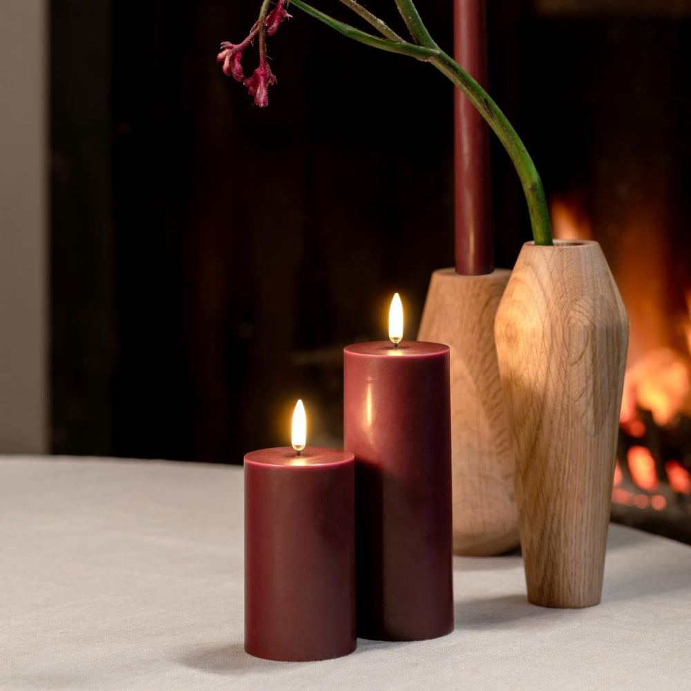Uyuni Lighting LED Smooth Melted Pillar Candle-Wine Red