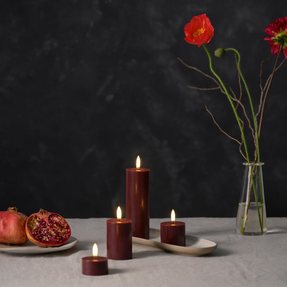 Uyuni Lighting LED Smooth Melted Pillar Candle-Wine Red