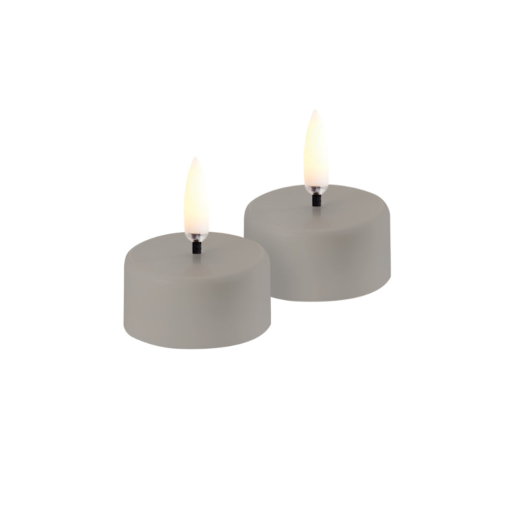 Uyuni Lighting LED Rechargeable Tealight Plain Sandstone Set of 2- "1.5 x 0.9"