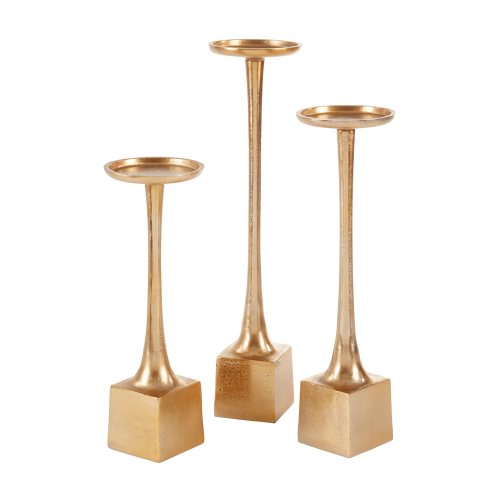 Saro Aluminum Block Base Pillar Candleholder