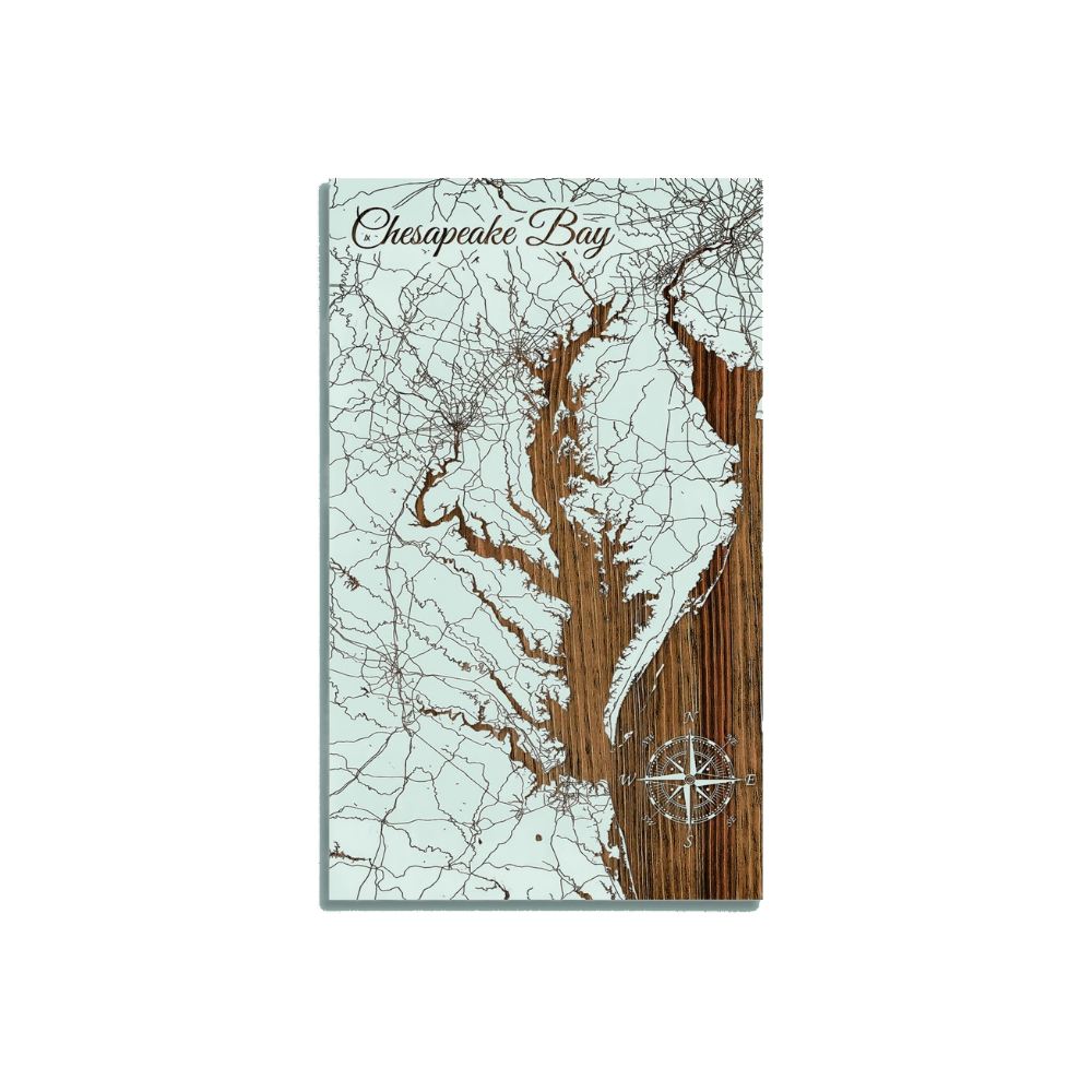 Fire & Pine Maryland Chesapeake Bay Map Board-Mini (7.25" x 12")
