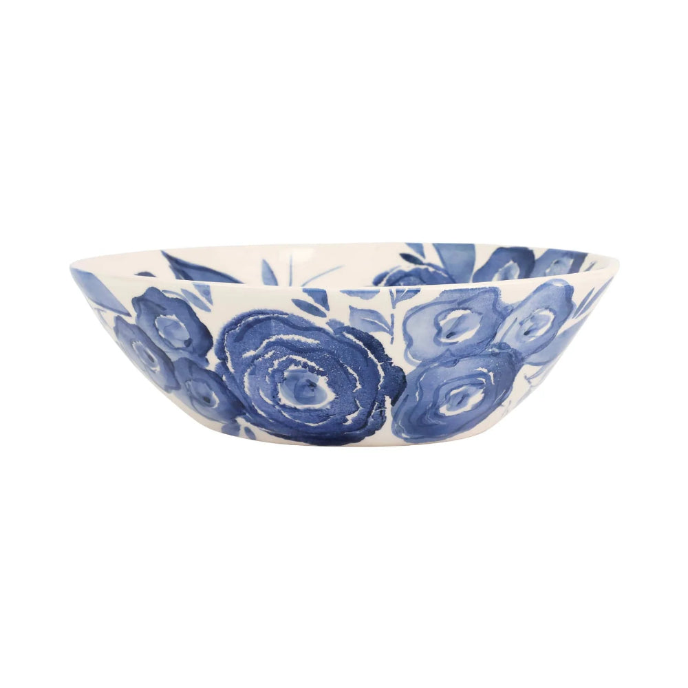 Vietri Blue Camellia Shallow Serving Bowl