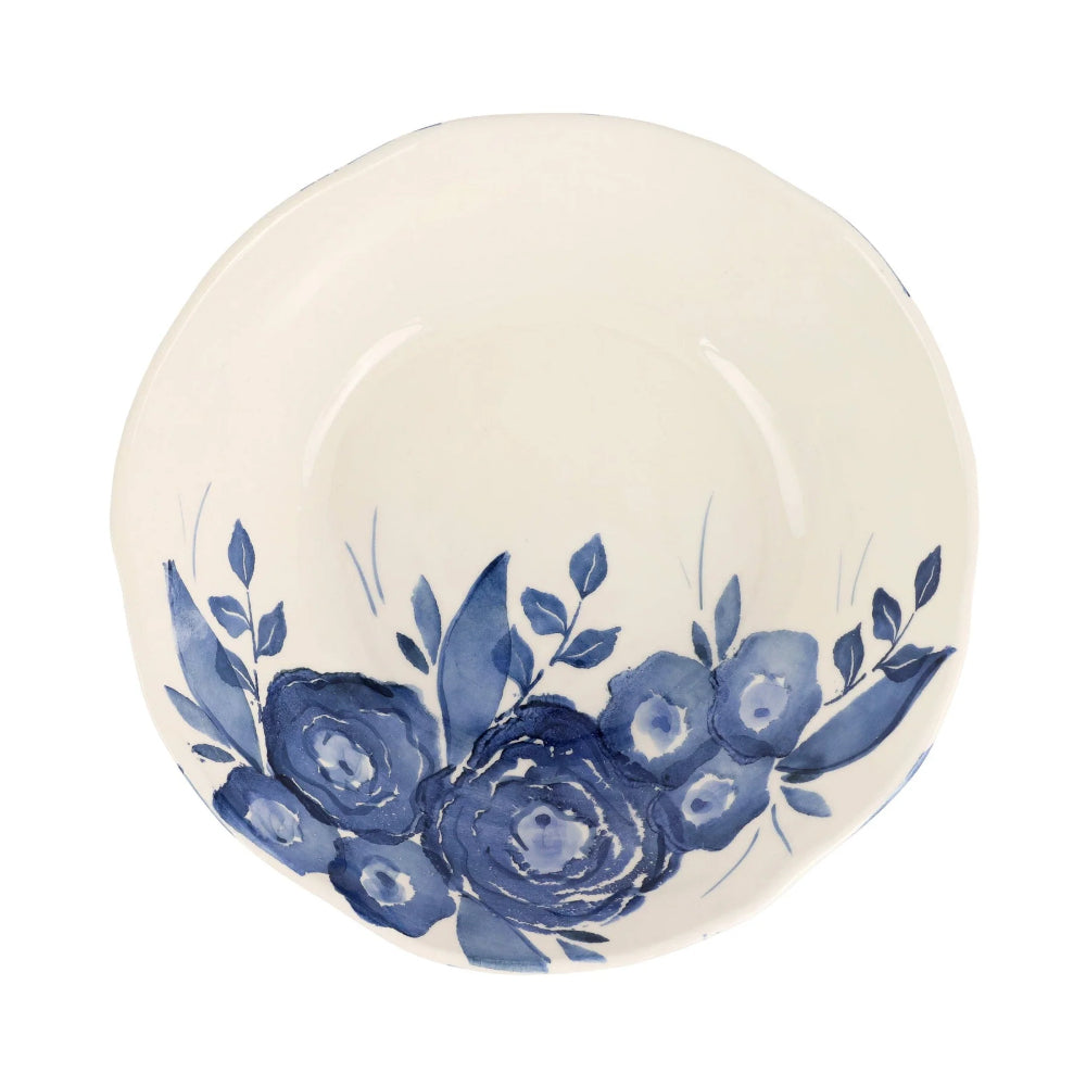 Vietri Blue Camellia Shallow Serving Bowl