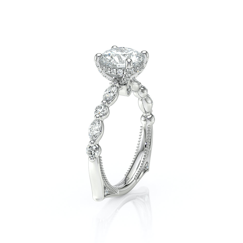 Verragio 14k Gold Euroshank Round Diamond Shared Prong Engagement Ring