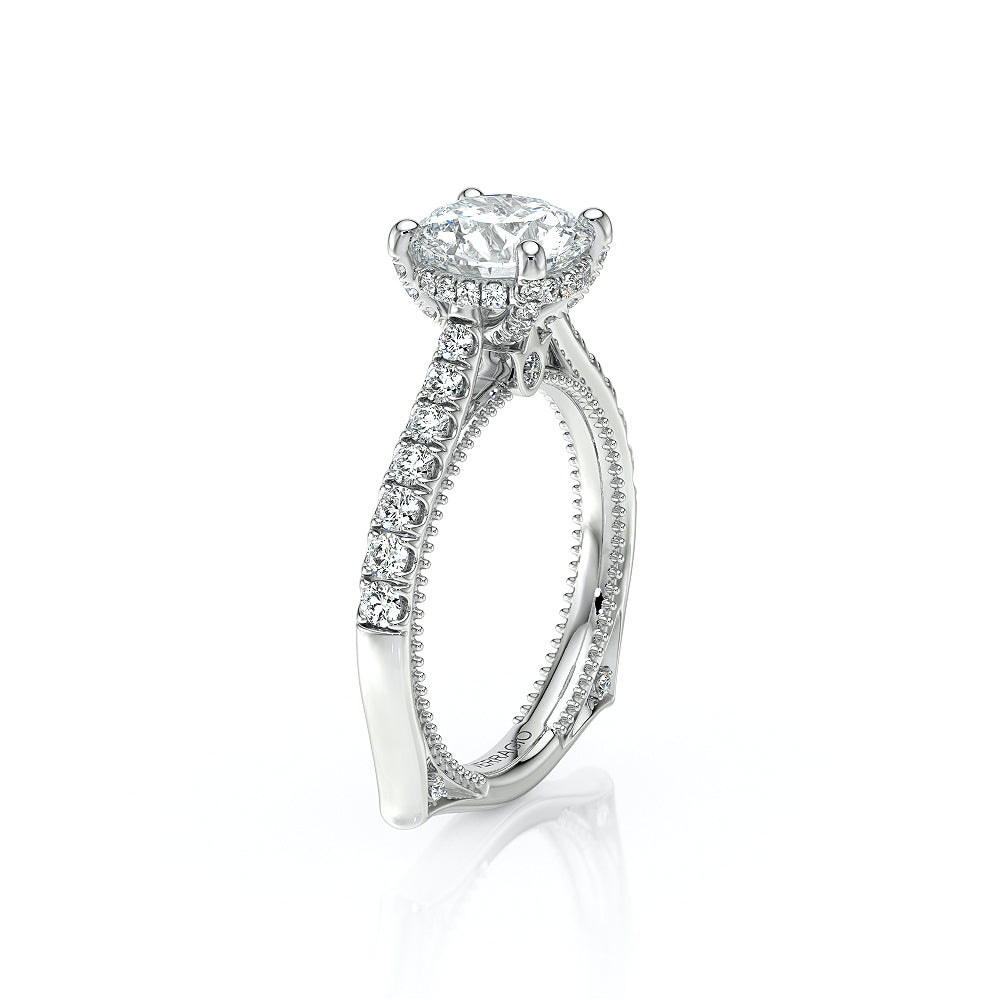 Verragio 14k Gold Euroshank Round Diamond Hidden Halo Engagement Ring