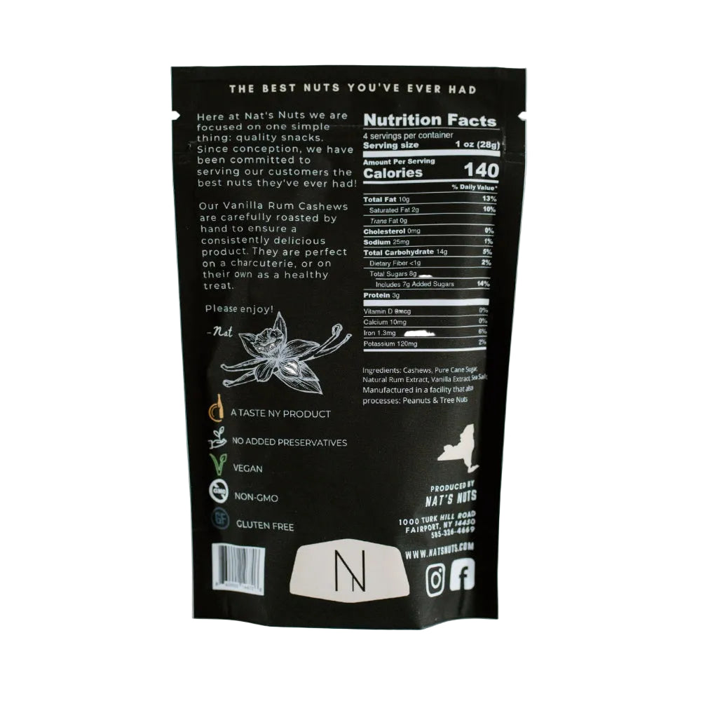 Nat's Nuts Vanilla Rum Cashews - 4oz