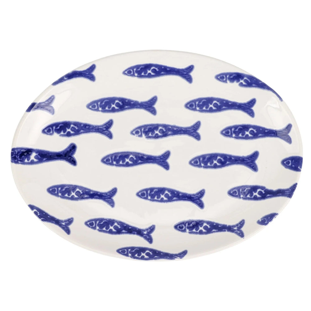 Vietri Santorini Fish Small Oval Platter