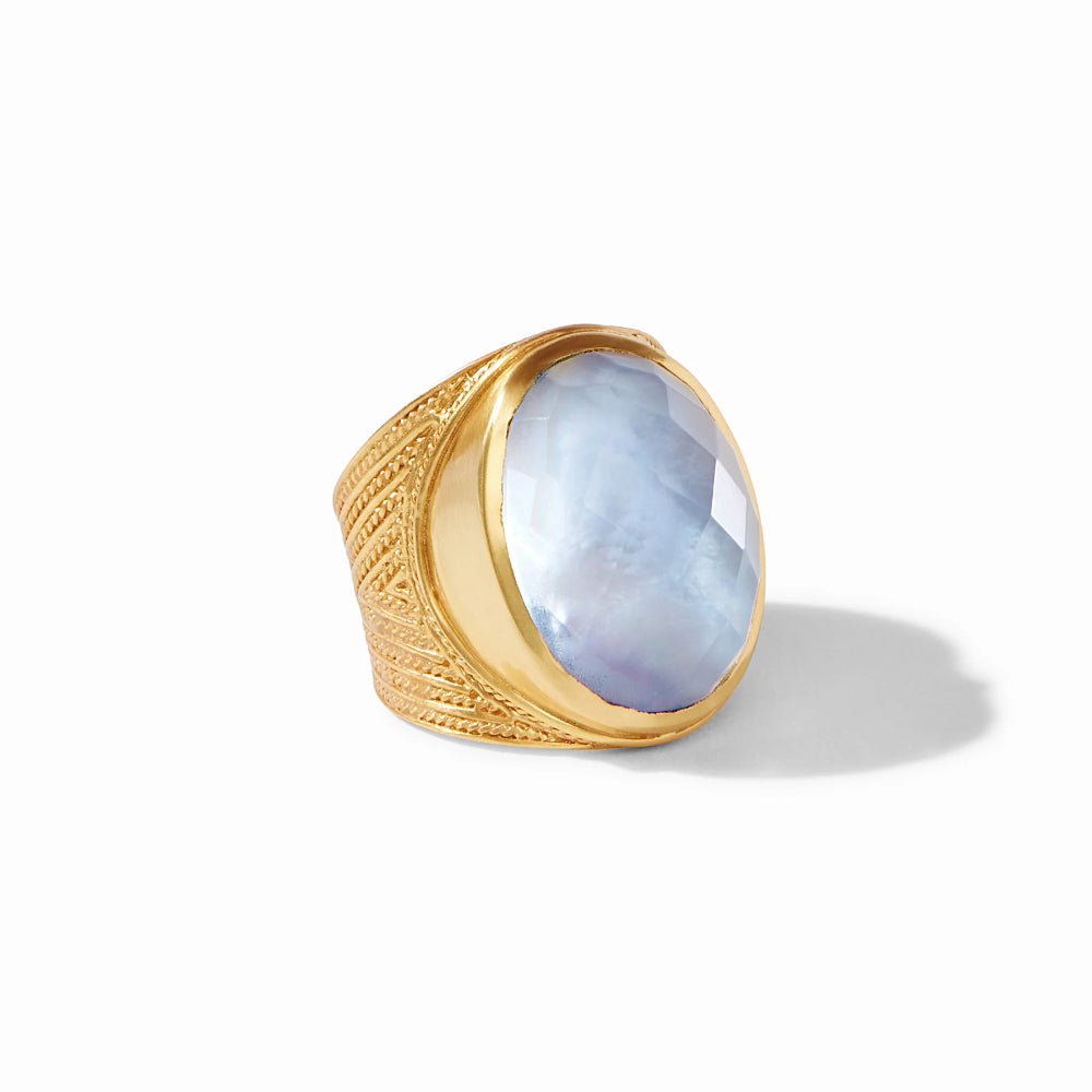 Julie Vos Verona Statement Ring Iridescent Chalcedony Blue