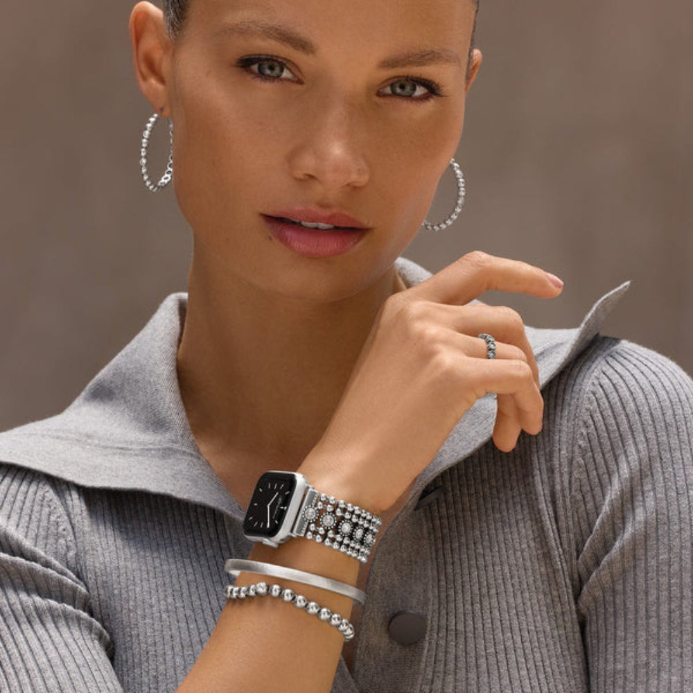 Silver watch on model