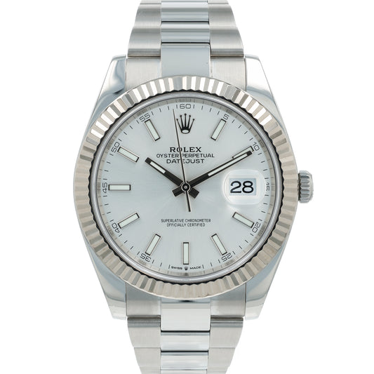 Estate Rolex Stainless Steel Gent's 41mm OPDJ Silver Index Dial 126334 With Box & Card C.2019