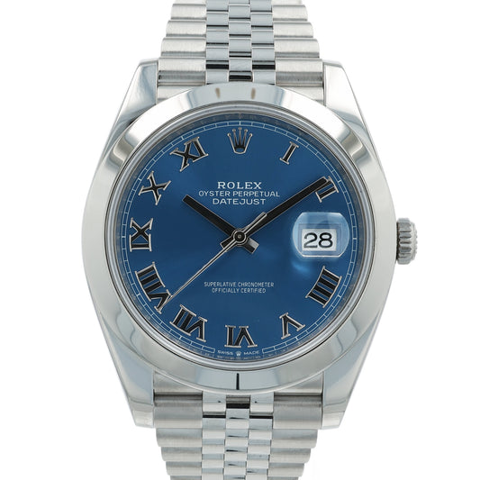 Estate Rolex Stainless Steel Gent's 41mm OPDJ Blue Roman Dial 126300 With Box & Card C.2023