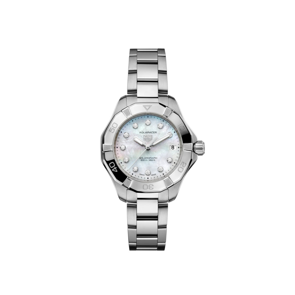 Tag Heuer Aquaracer Professional 200 Solargraph 34mm Watch with Diamonds
