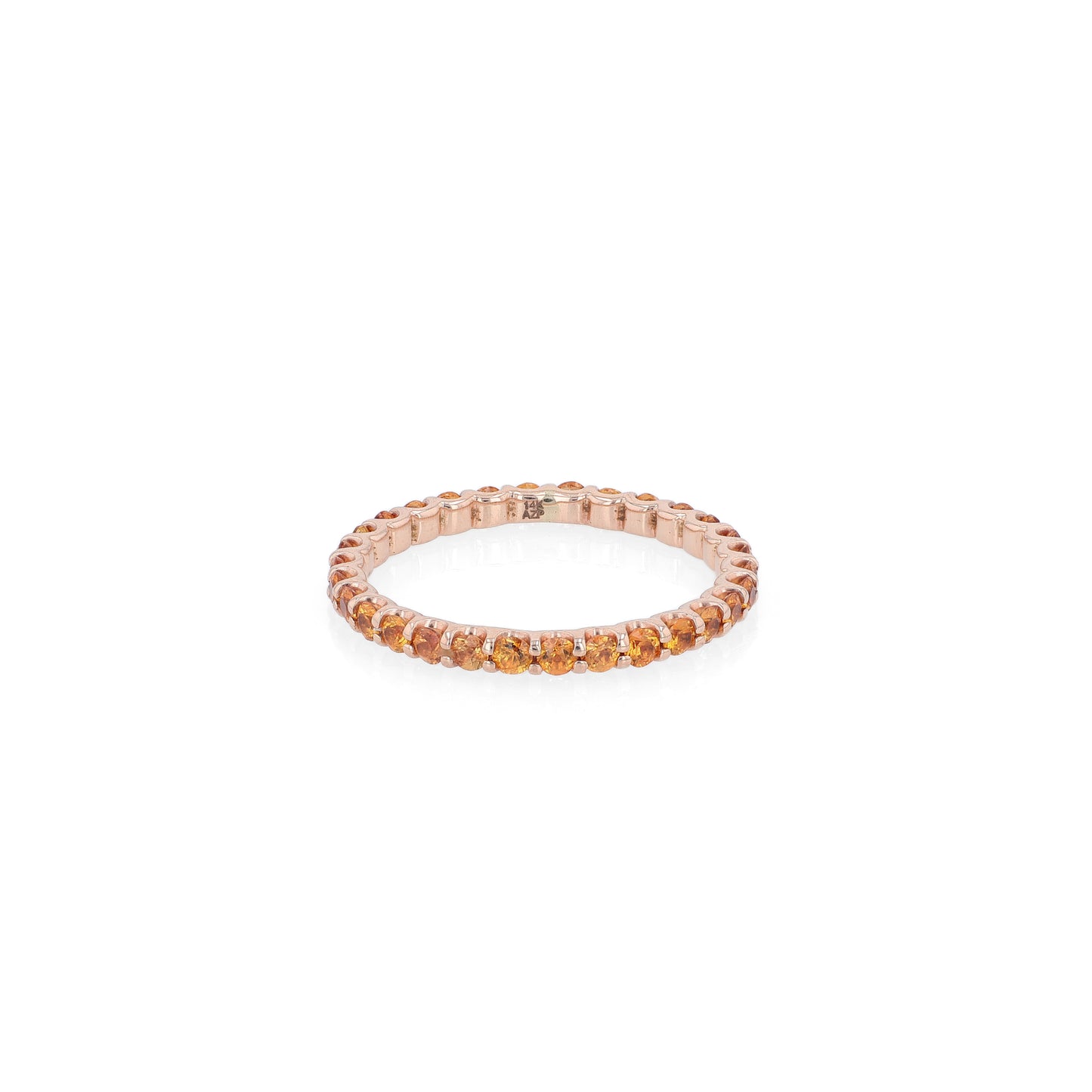 14k Rose Gold Shared Prong Orange Sapphire Eternity Band