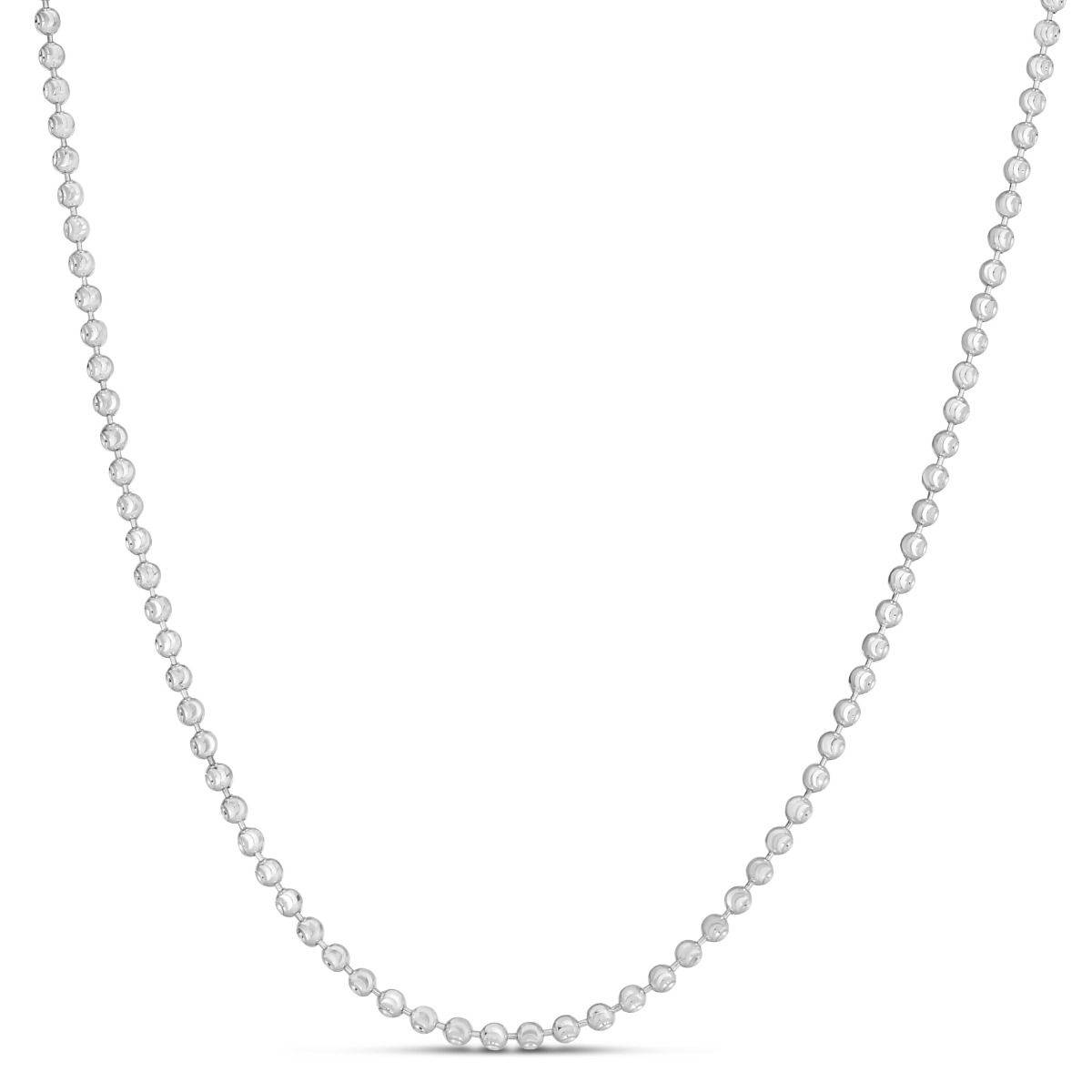 14k White Gold 18" Beaded Moon Chain Necklace