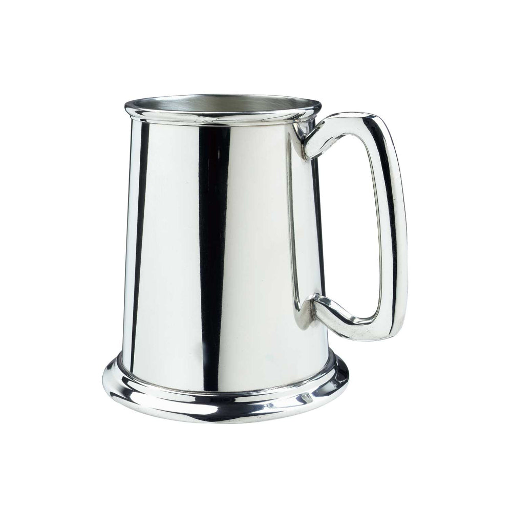 Silver tankard on a white background.