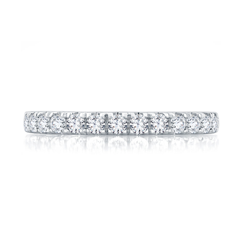 A. Jaffe 14k Gold Pave Diamond Halfway Wedding Band