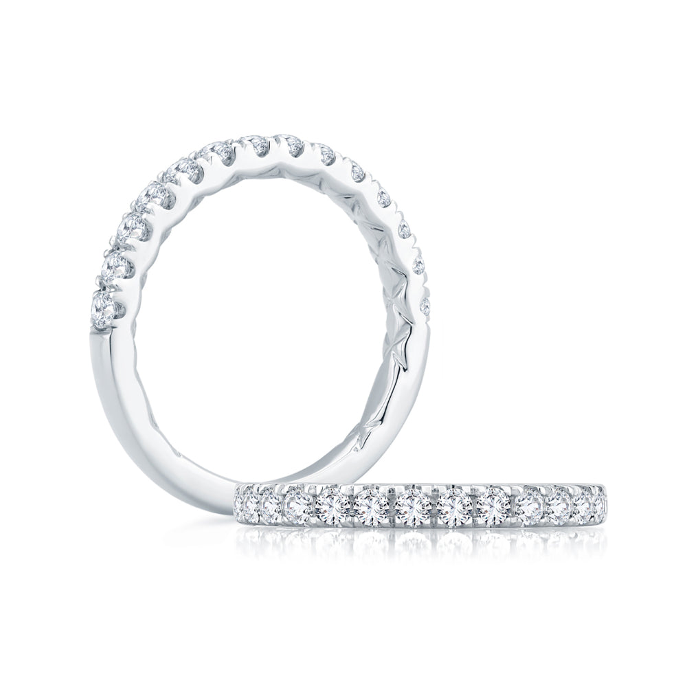 A. Jaffe 14k Gold Pave Diamond Halfway Wedding Band