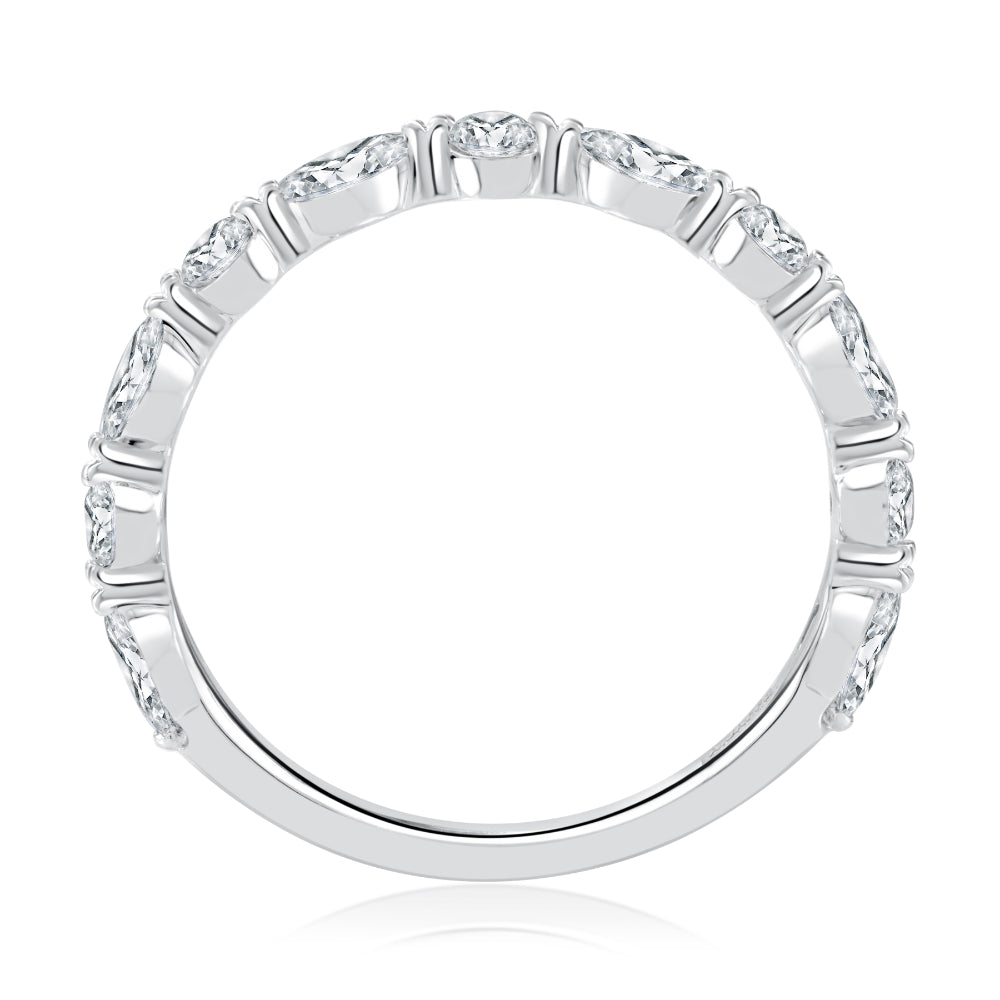A. Jaffe 14k Gold Alternating Marquise and Diamond 3/4 Around Wedding Band