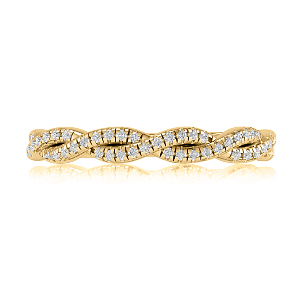 A. Jaffe 14k Gold Pave Diamond Twist Shank Halfway Wedding Band