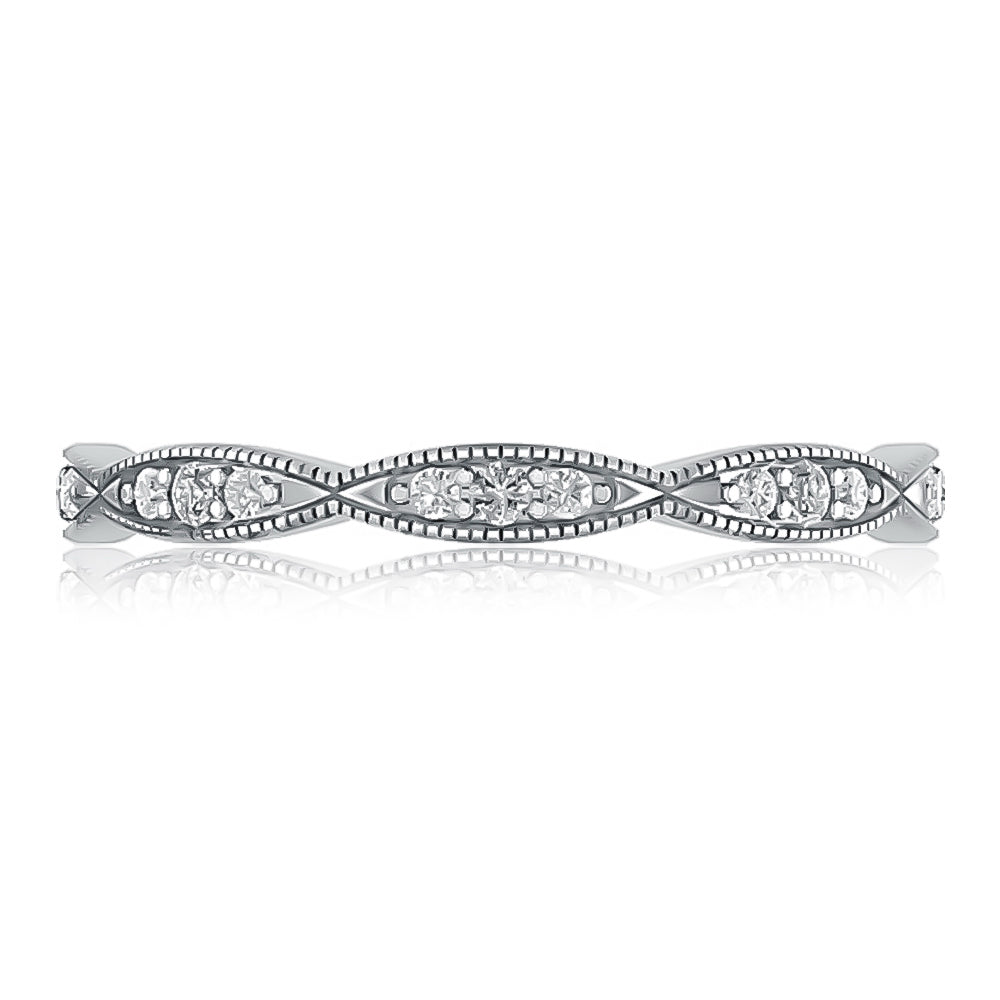 A. Jaffe Platinum Scalloped Edge Diamond Navette Eternity Band