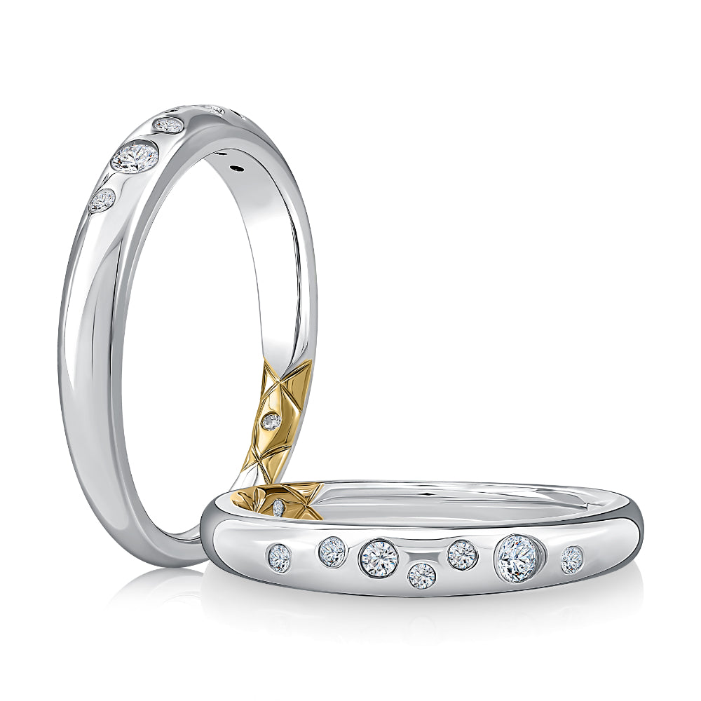 A. Jaffe 14k Gold Flush Set Diamond Wedding Band