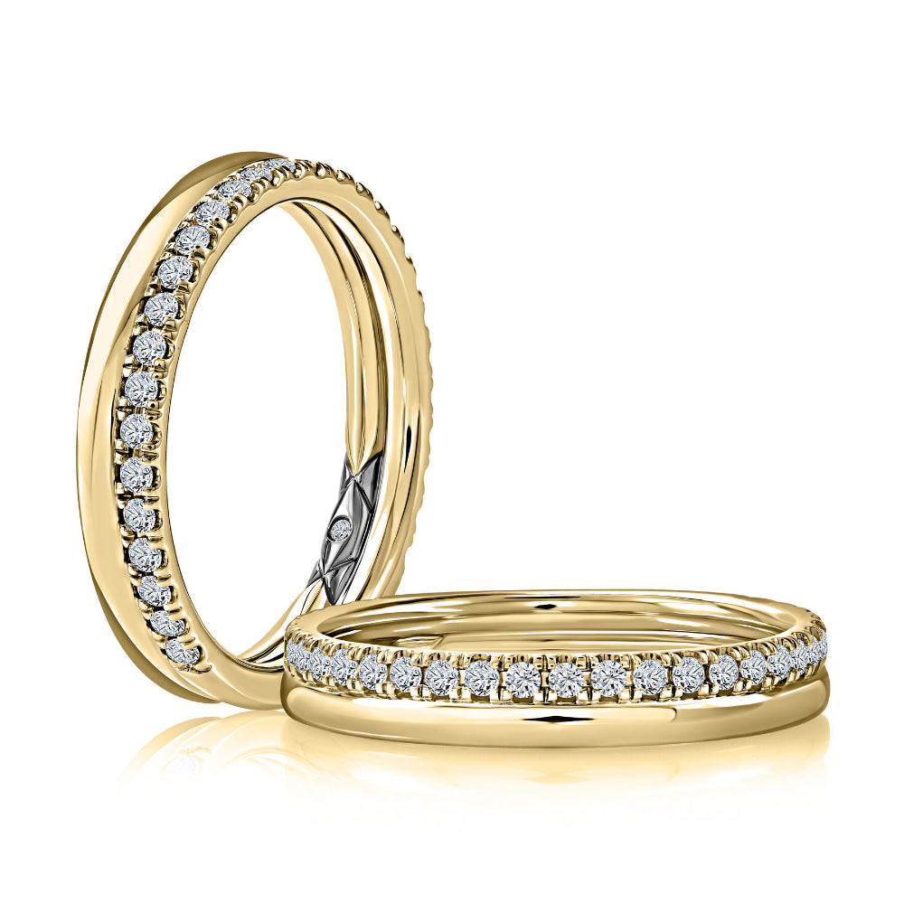 A. Jaffe 14k Gold Polished & Pave Diamond Band
