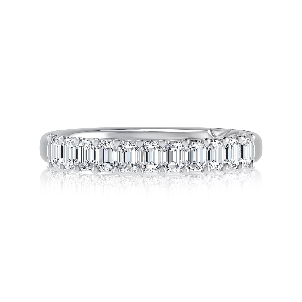 A. Jaffe 14k Gold Emerald Cut Diamond Halfway Wedding Band