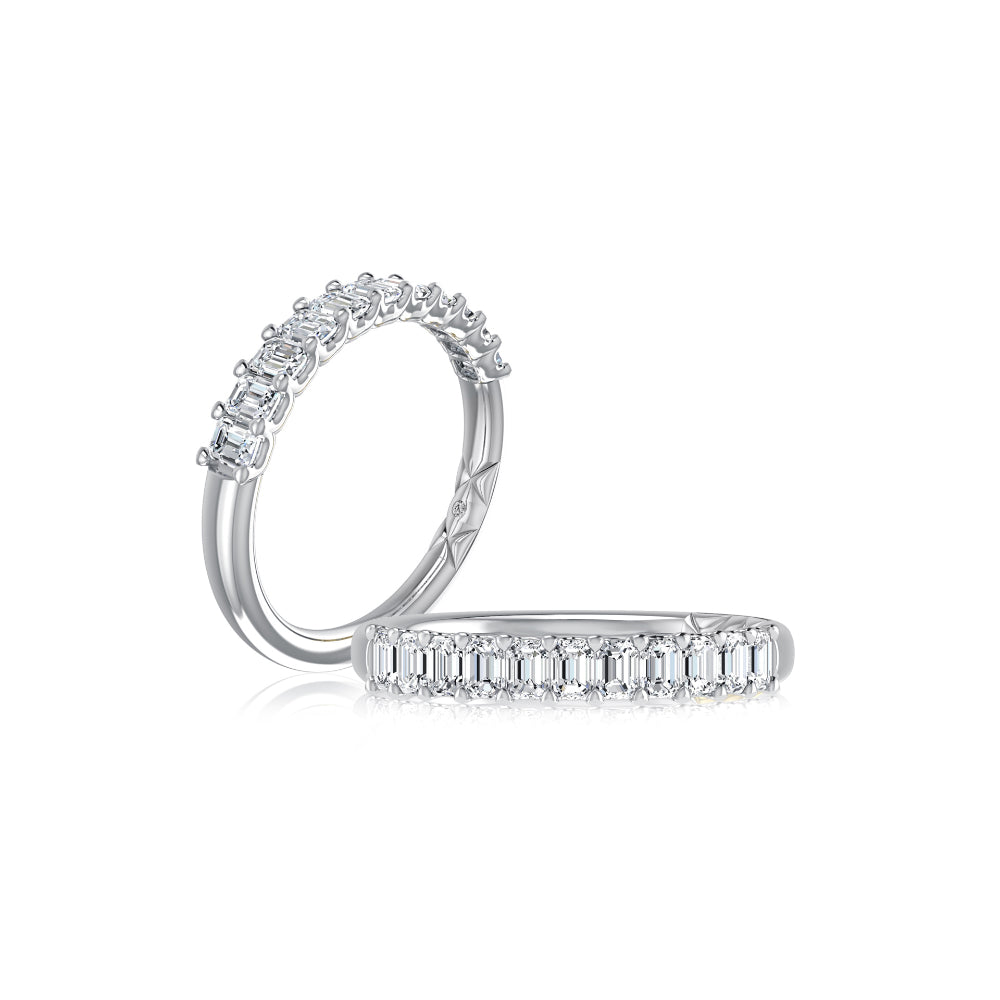 A. Jaffe 14k Gold Emerald Cut Diamond Halfway Wedding Band