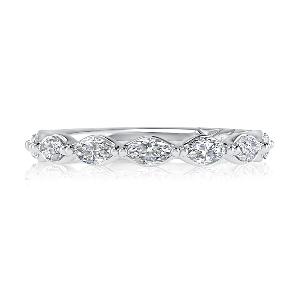 A. Jaffe 14k Gold Marquise Diamond Halfway Wedding Band