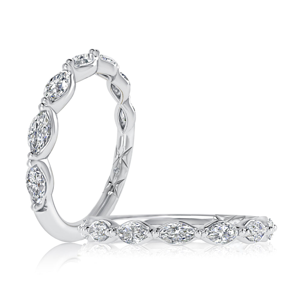 A. Jaffe 14k Gold Marquise Diamond Halfway Wedding Band