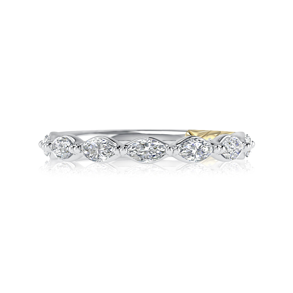 A. Jaffe 14k Gold Marquise Diamond Halfway Wedding Band
