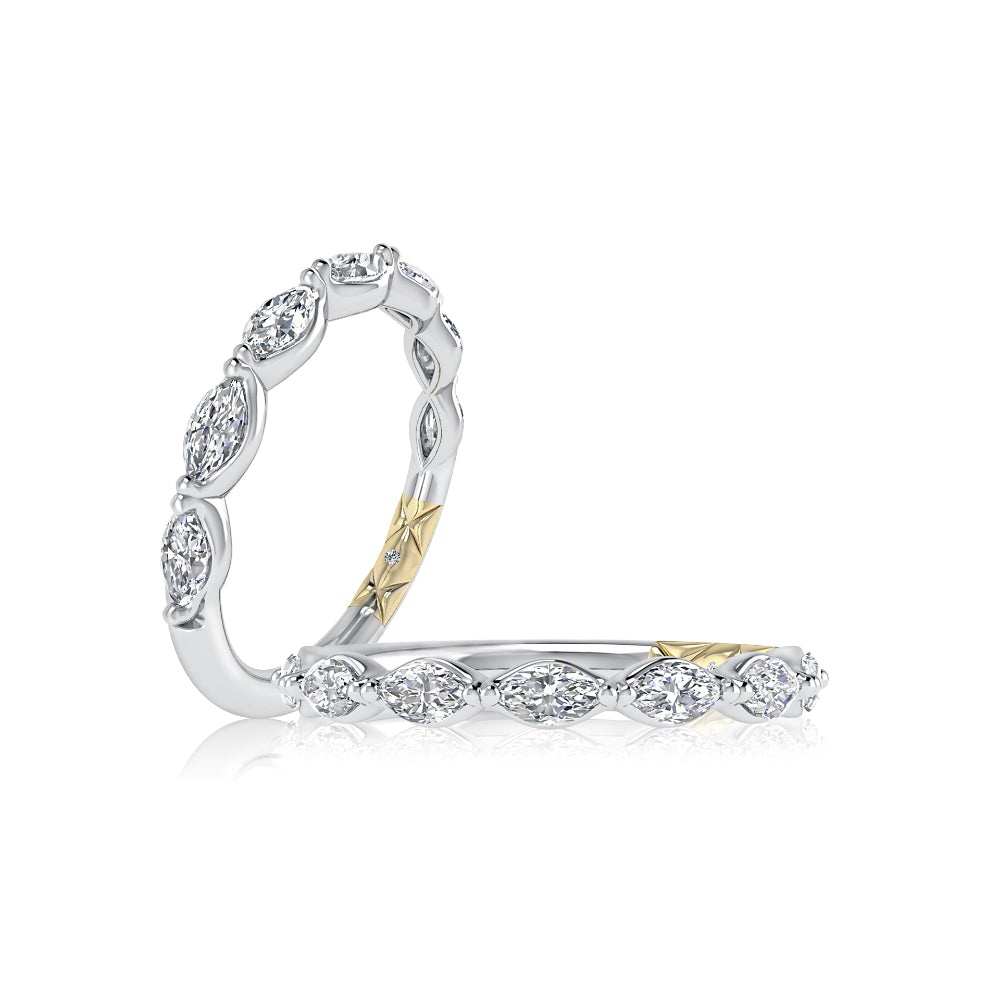 A. Jaffe 14k Gold Marquise Diamond Halfway Wedding Band