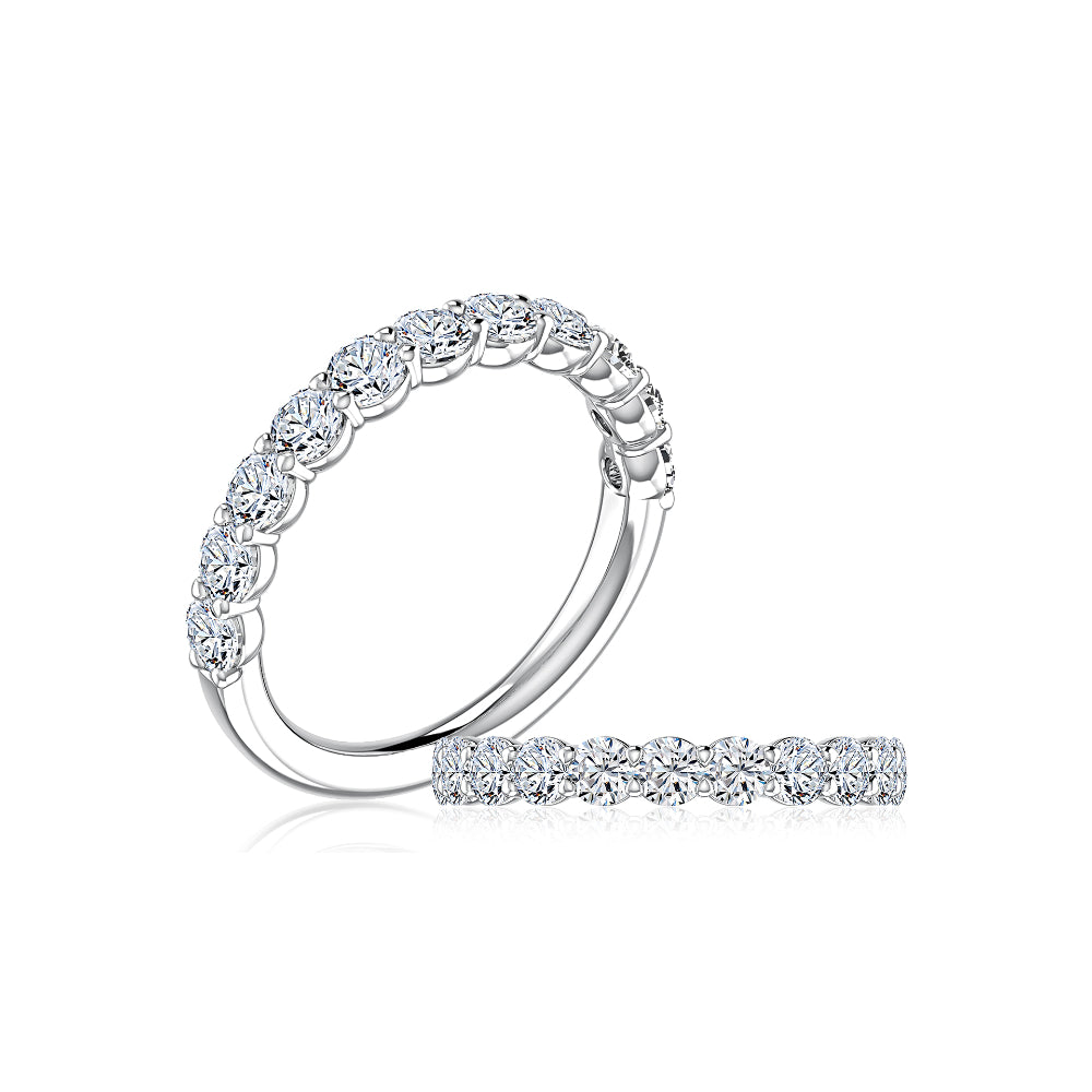 A. Jaffe 14k Gold Round Diamond Halfway Wedding Band