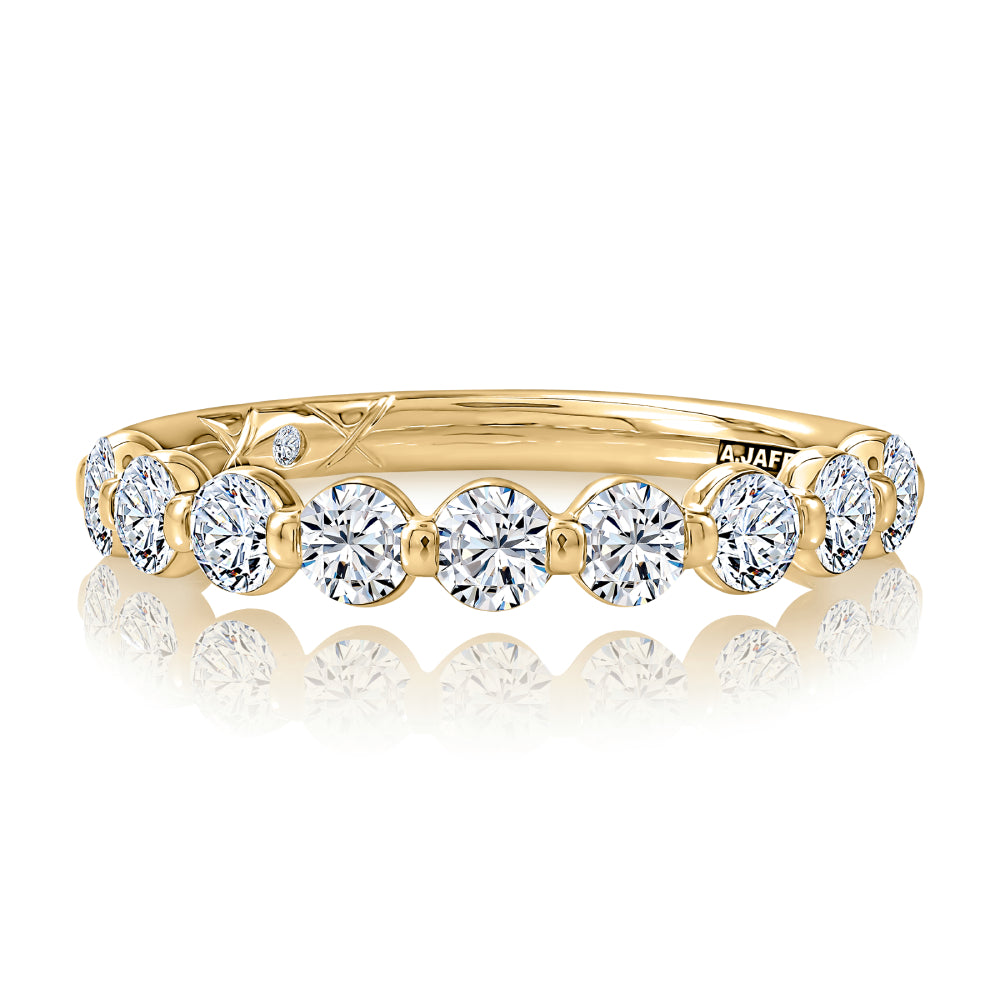 A. Jaffe 14k Gold Shared Prong Half Way Diamond Wedding Band