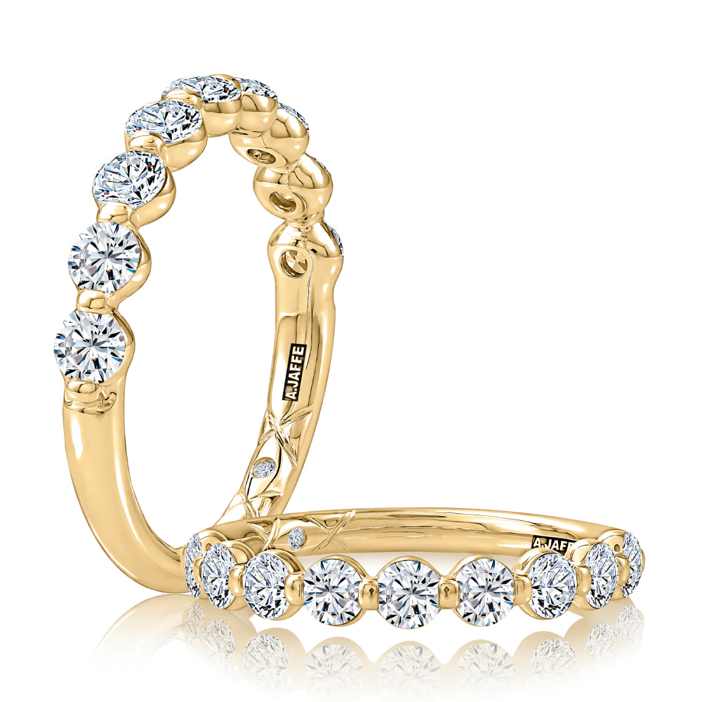 A. Jaffe 14k Gold Shared Prong Half Way Diamond Wedding Band