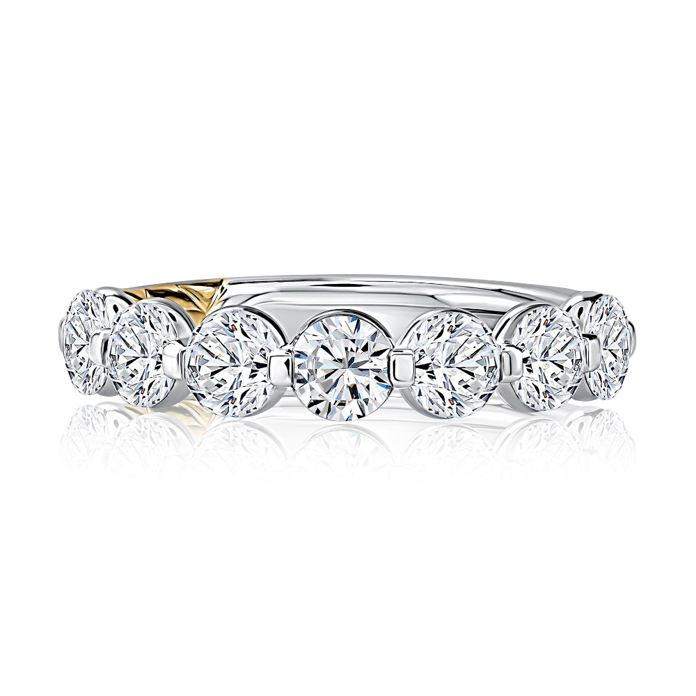 A. Jaffe 14k Gold Round Diamond Halfway Wedding Band