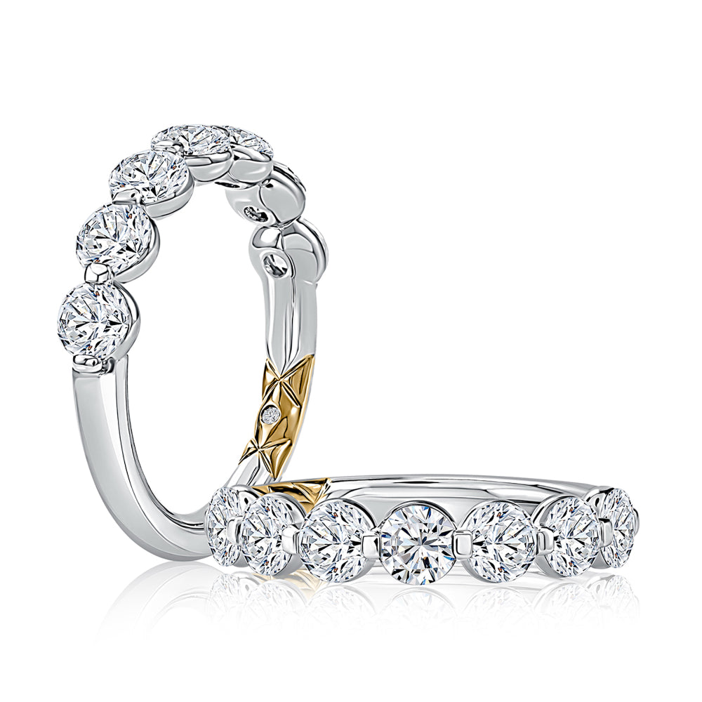 A. Jaffe 14k Gold Round Diamond Halfway Wedding Band