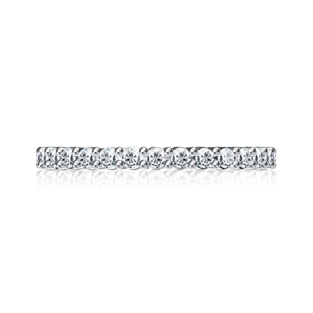 A. Jaffe Platinum Round Diamond Shared Prong Halfway Wedding Band