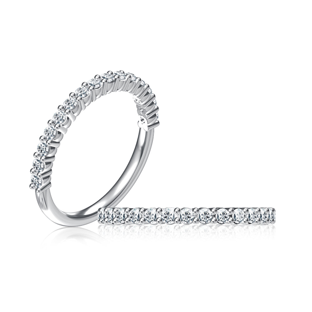 A. Jaffe Platinum Round Diamond Shared Prong Halfway Wedding Band