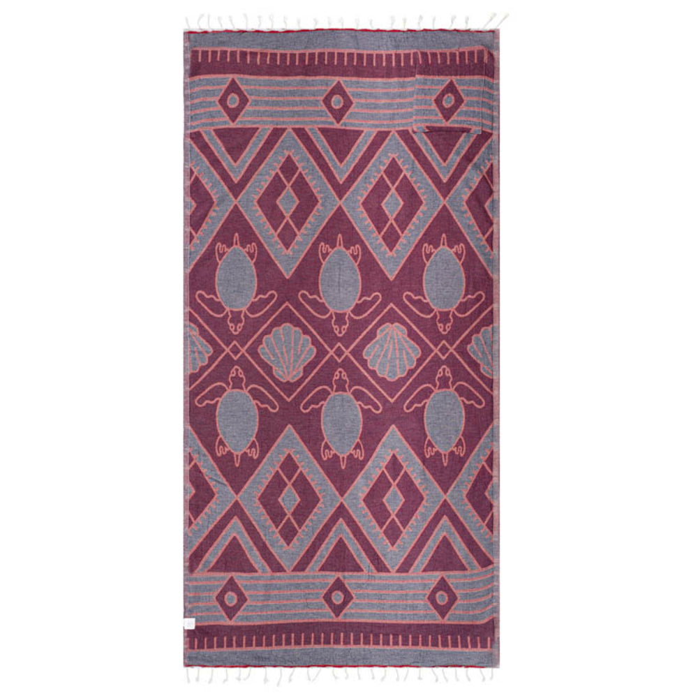 Sand Cloud Diamond Turtle with Zip Pocket Beach Towel
